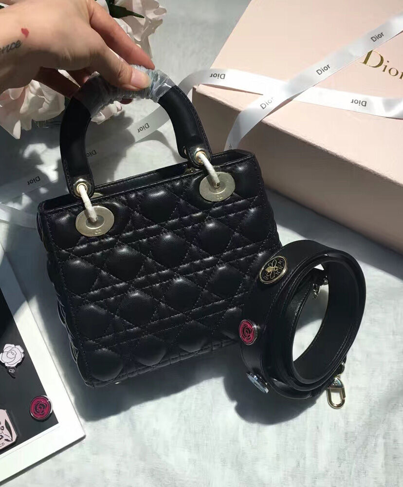 Christian Dior Lady Dior Lucky Badges Bag Black